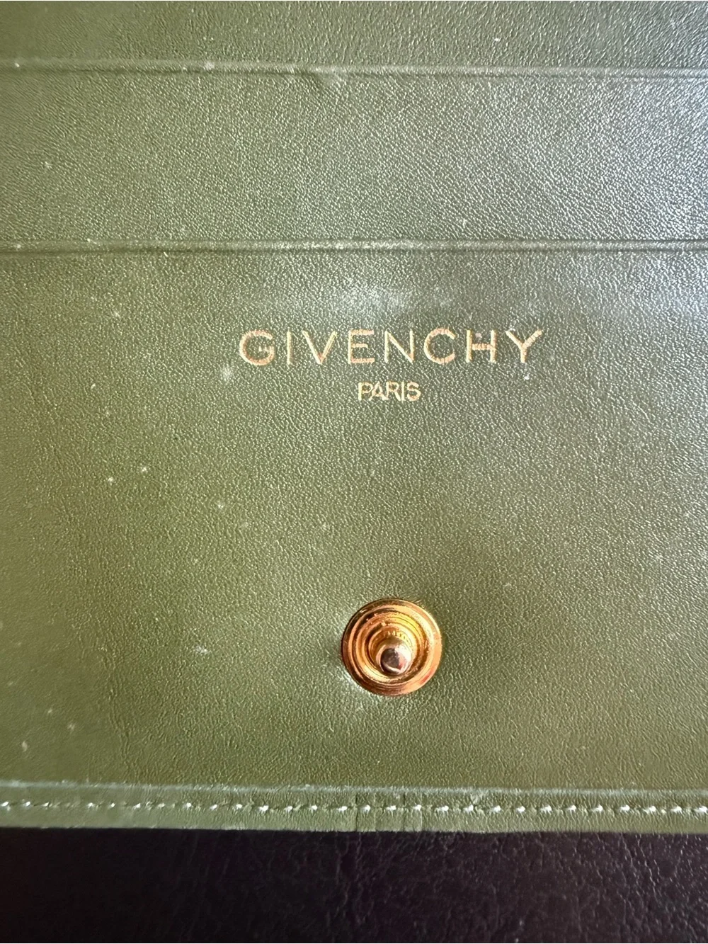 Givenchy Olive Green Leather Bi-fold Wallet